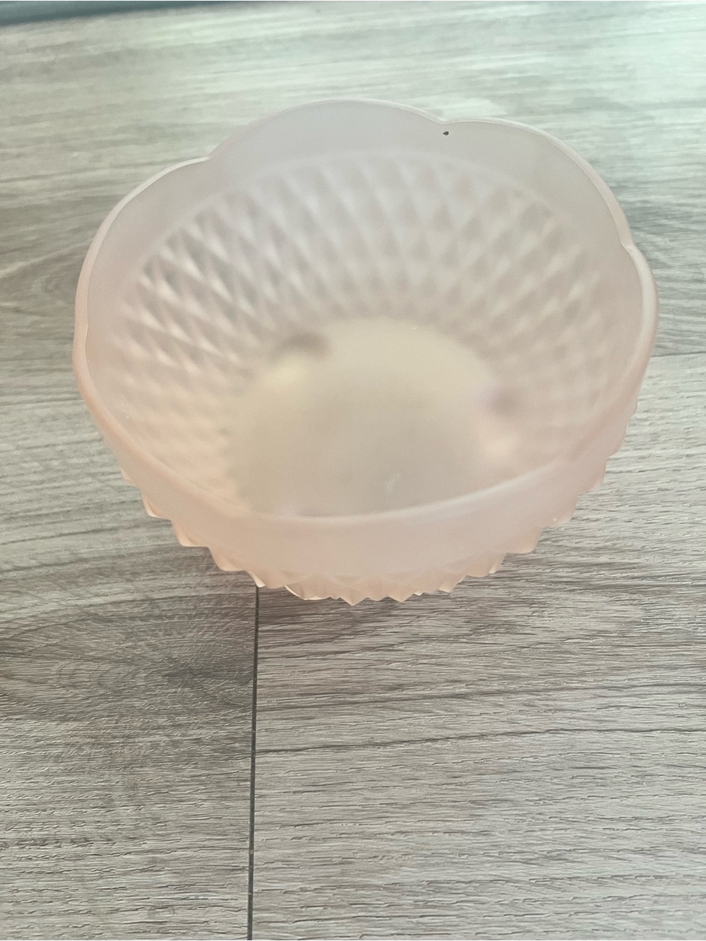 Vintage Indiana Glass Pale Pink Satin Diamond Point Footed Bowl